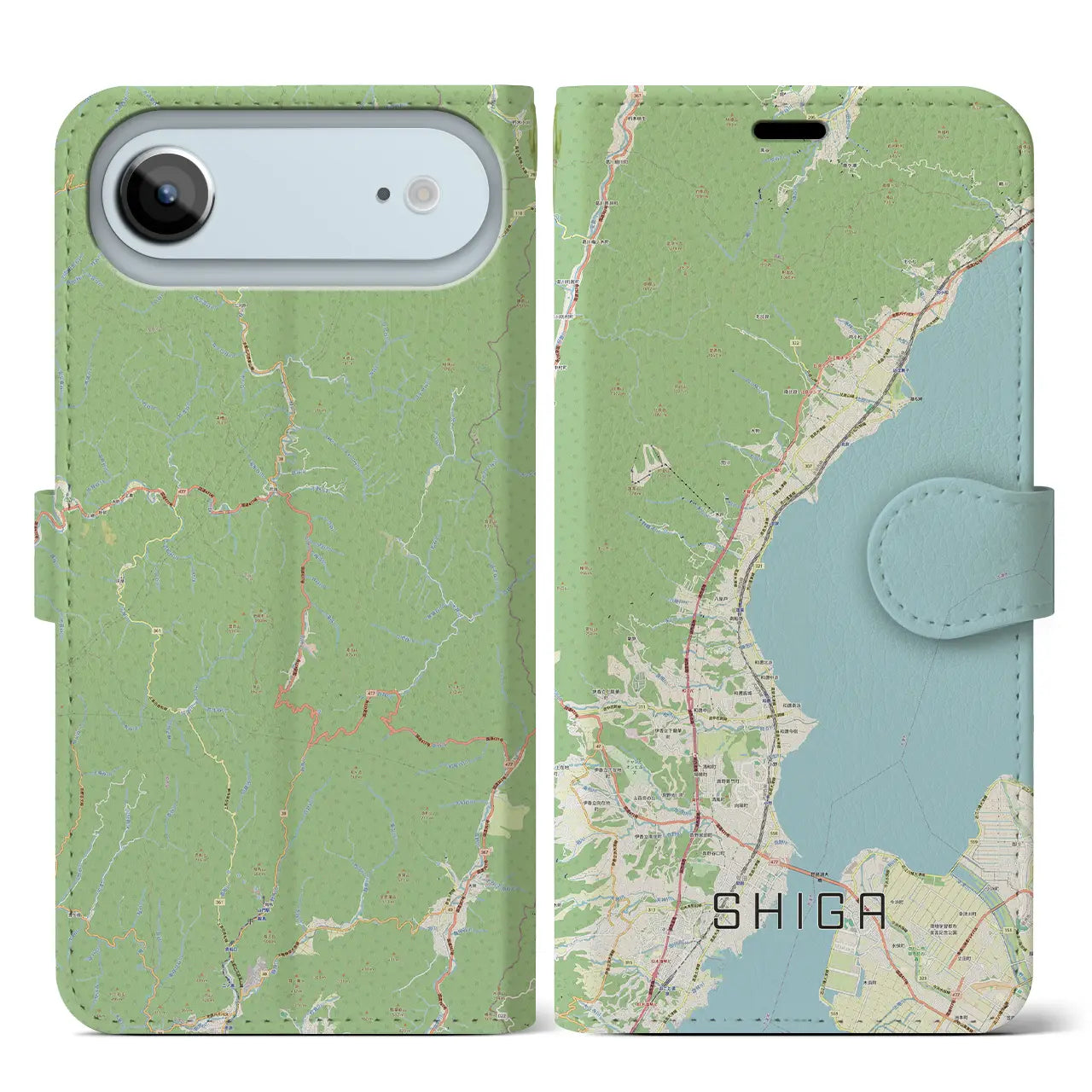 【志賀（滋賀県）】地図柄iPhoneケース（手帳タイプ）