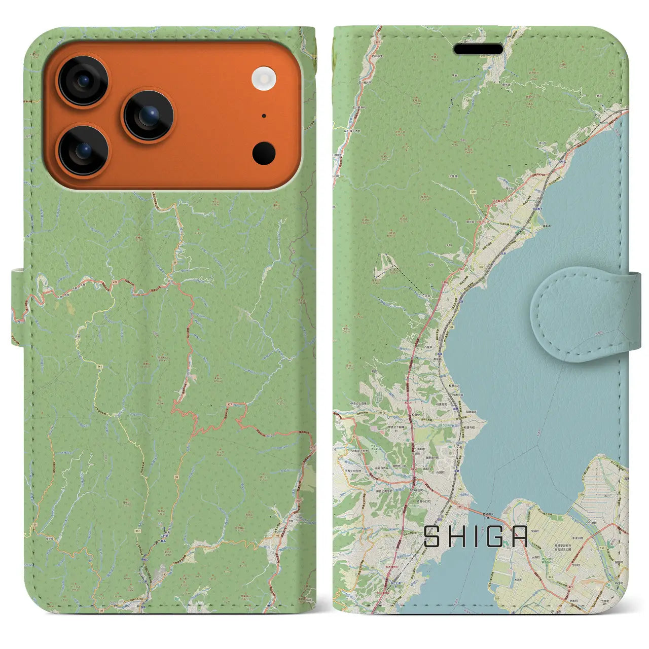 【志賀（滋賀県）】地図柄iPhoneケース（手帳タイプ）