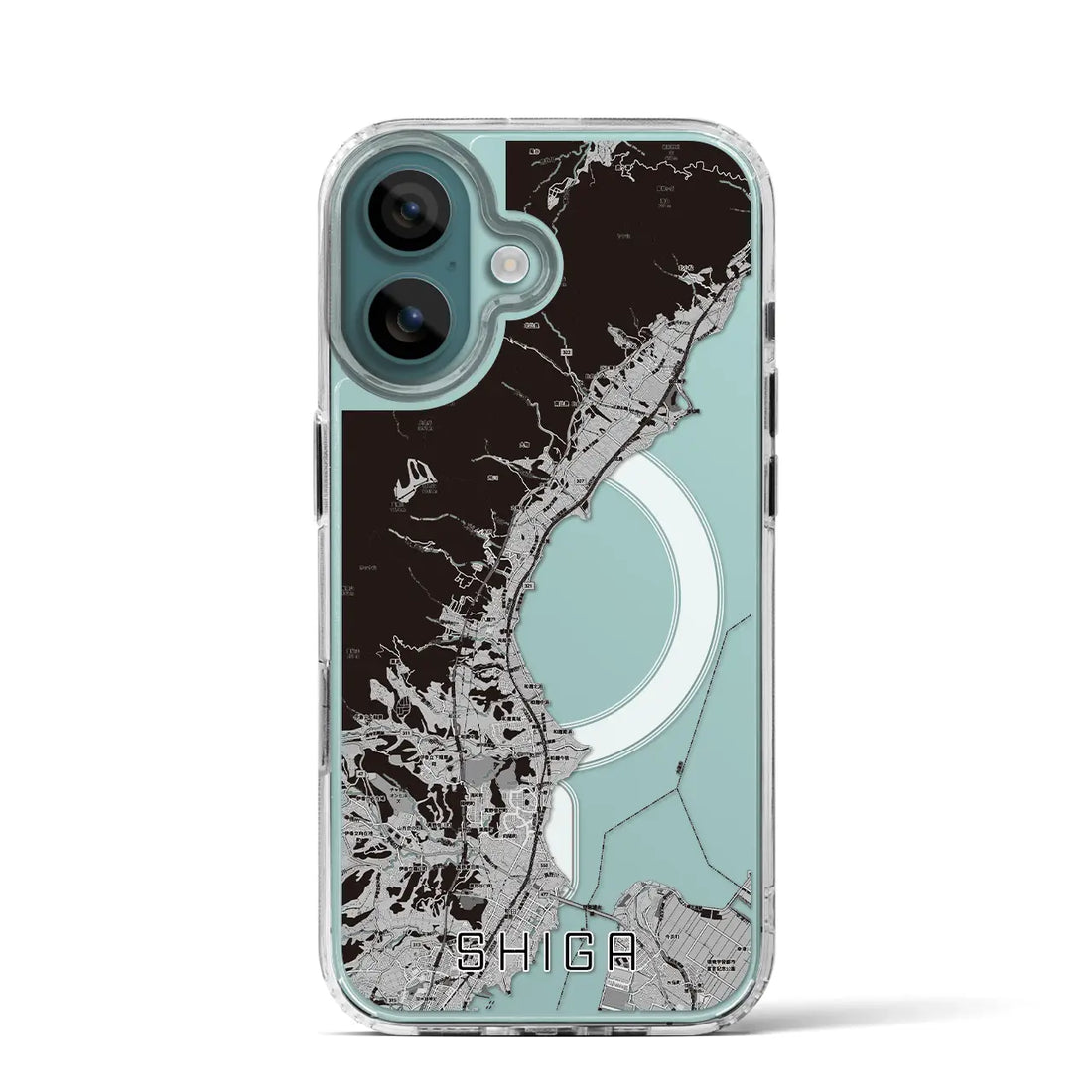 【志賀（滋賀県）】地図柄iPhoneケース（MagSafeタイプ）モノトーン・iPhone 16 Pro 用