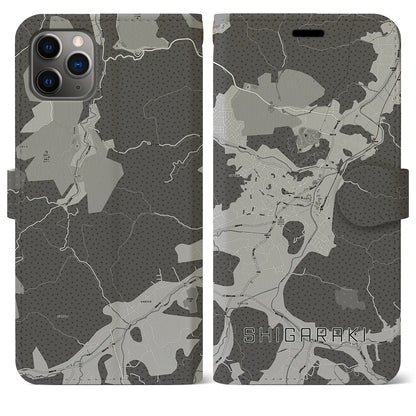 【信楽（滋賀県）】地図柄iPhoneケース（手帳タイプ）モノトーン・iPhone 11 Pro Max 用