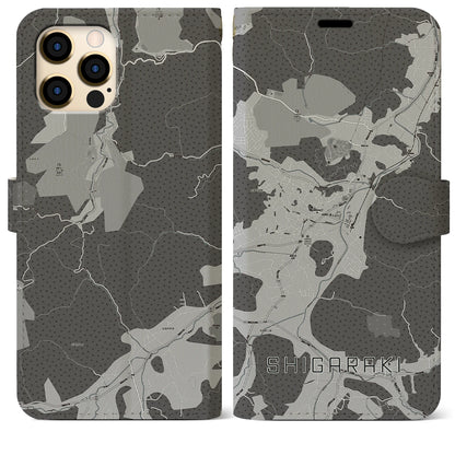 【信楽（滋賀県）】地図柄iPhoneケース（手帳タイプ）モノトーン・iPhone 12 Pro Max 用