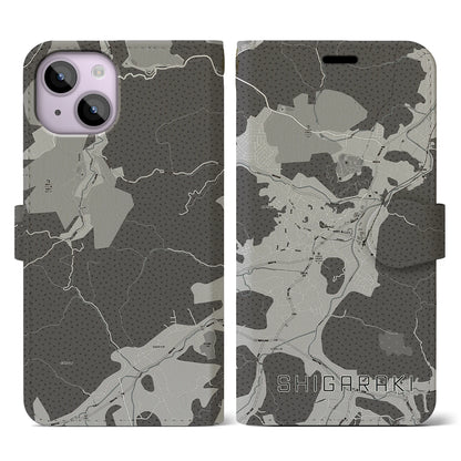 【信楽（滋賀県）】地図柄iPhoneケース（手帳タイプ）モノトーン・iPhone 14 用