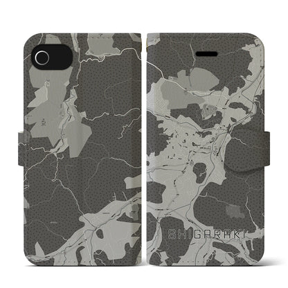 【信楽（滋賀県）】地図柄iPhoneケース（手帳タイプ）モノトーン・iPhone SE（第3 / 第2世代） / 8 / 7 / 6s / 6 用