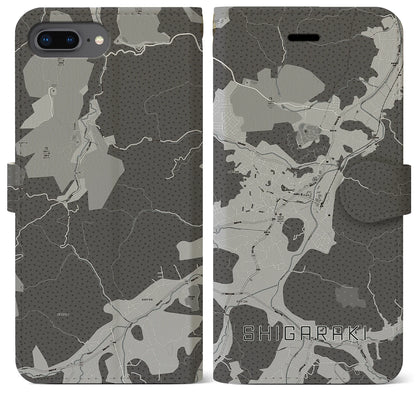 【信楽（滋賀県）】地図柄iPhoneケース（手帳タイプ）モノトーン・iPhone 8Plus /7Plus / 6sPlus / 6Plus 用