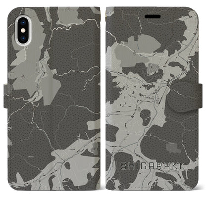 【信楽（滋賀県）】地図柄iPhoneケース（手帳タイプ）モノトーン・iPhone XS Max 用