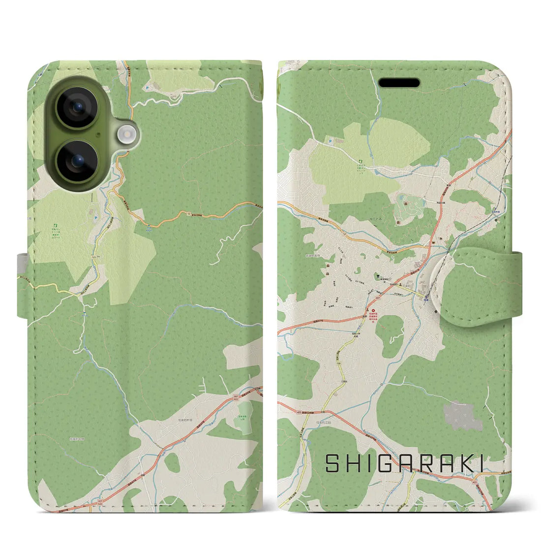 【信楽（滋賀県）】地図柄iPhoneケース（手帳タイプ）モノトーン・iPhone 17 Pro Max 用