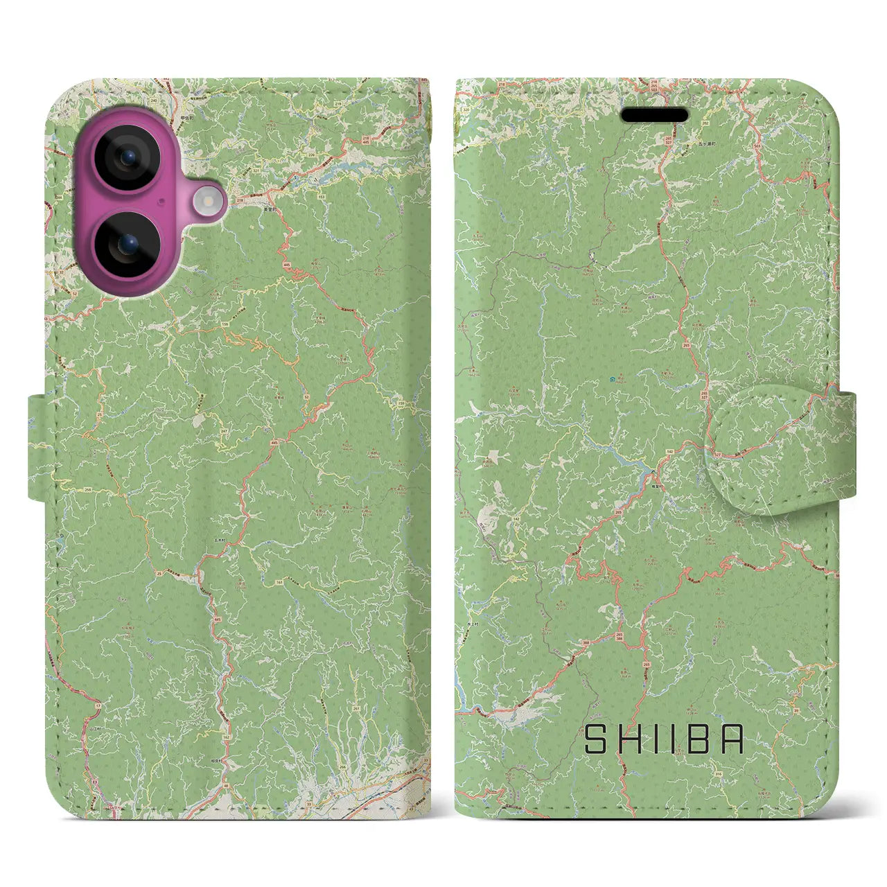 【椎葉（宮崎県）】地図柄iPhoneケース（手帳タイプ）ナチュラル・iPhone 16 Pro 用