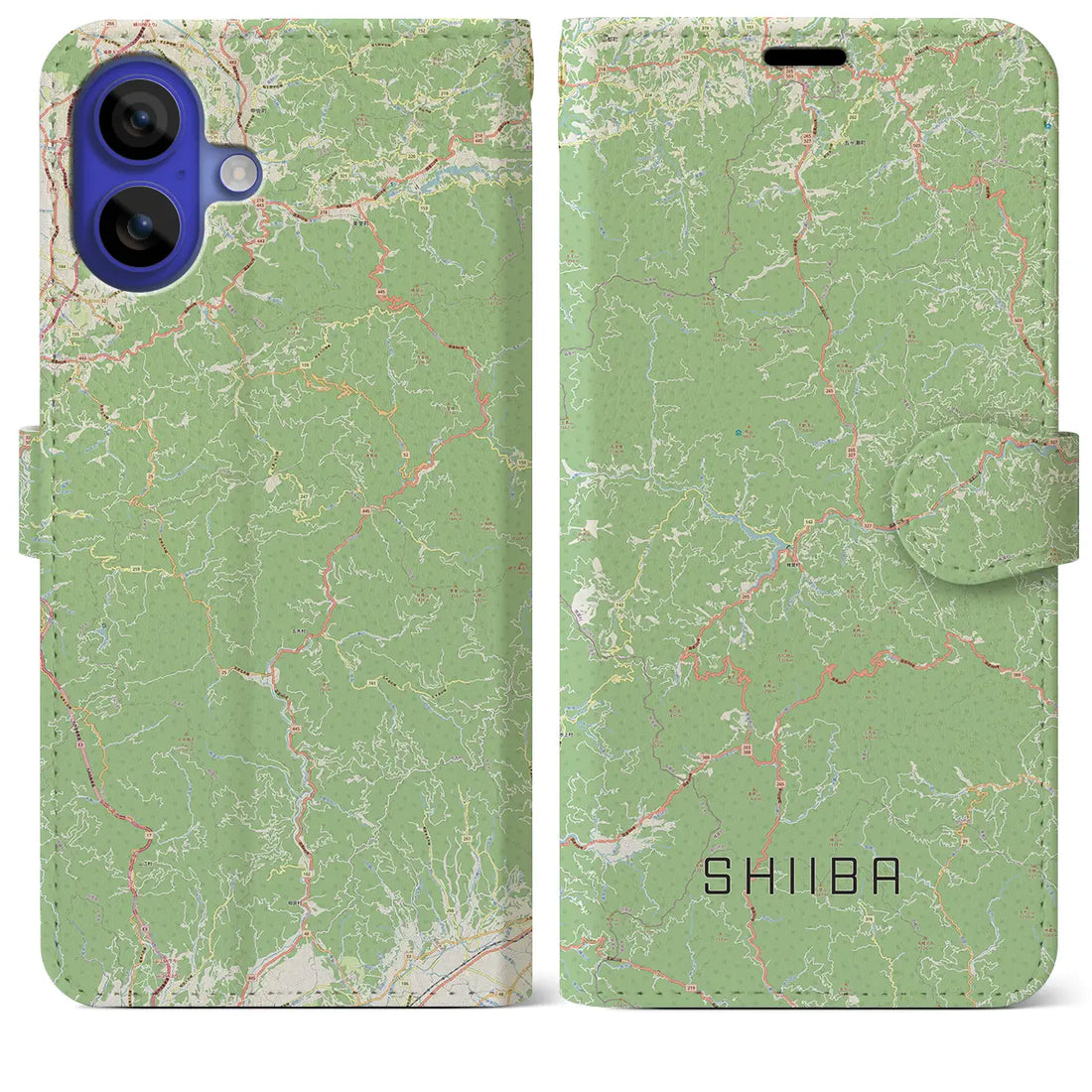 【椎葉（宮崎県）】地図柄iPhoneケース（手帳タイプ）ナチュラル・iPhone 16 Pro Max 用