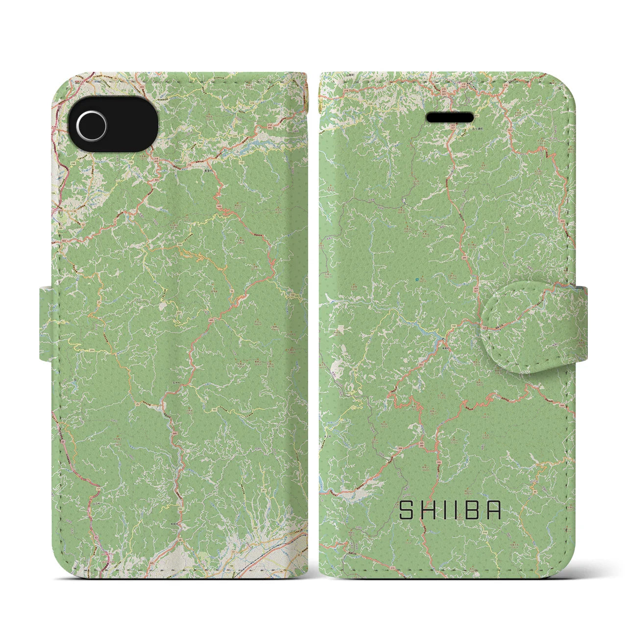 【椎葉（宮崎県）】地図柄iPhoneケース（手帳タイプ）ナチュラル・iPhone SE（第3 / 第2世代） / 8 / 7 / 6s / 6 用