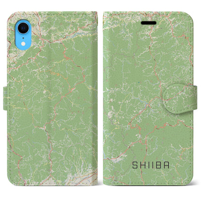 【椎葉（宮崎県）】地図柄iPhoneケース（手帳タイプ）ナチュラル・iPhone XR 用