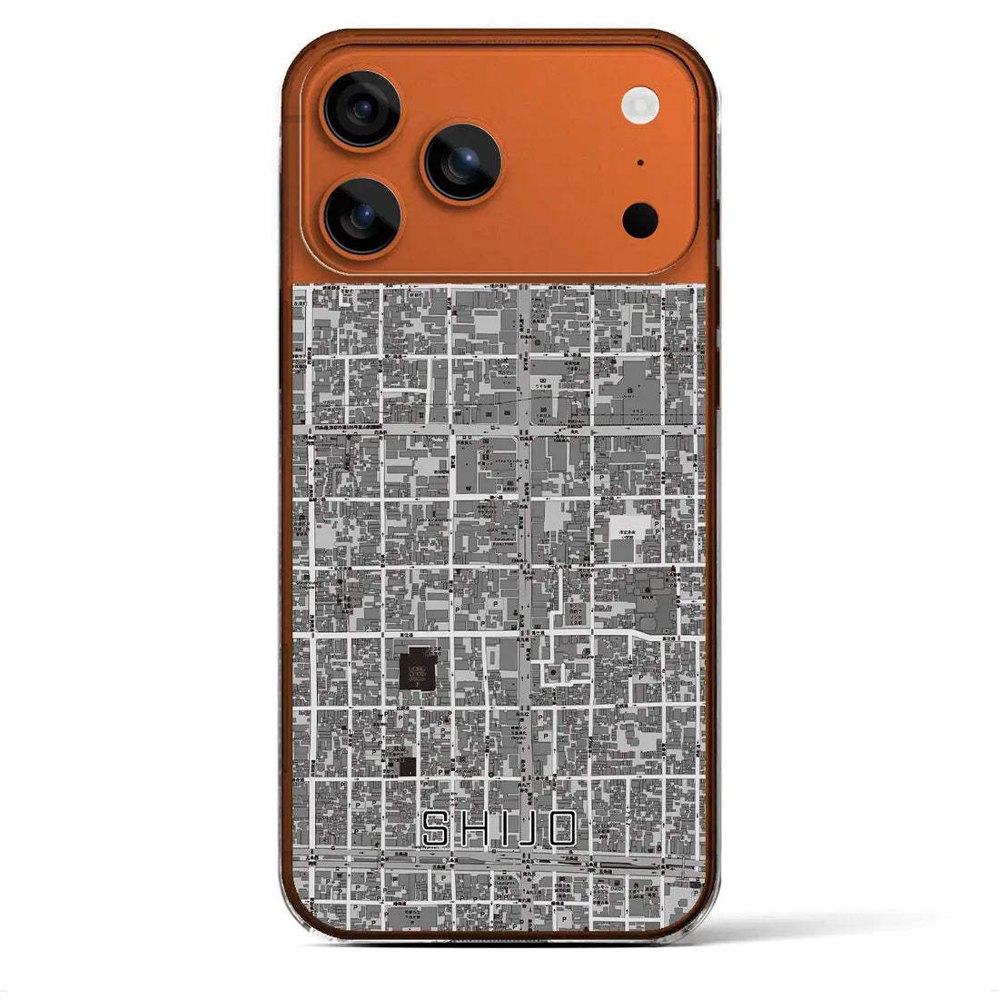 【四条（京都府）】地図柄iPhoneケース（クリアタイプ）モノトーン・iPhone 17 Pro Max 用