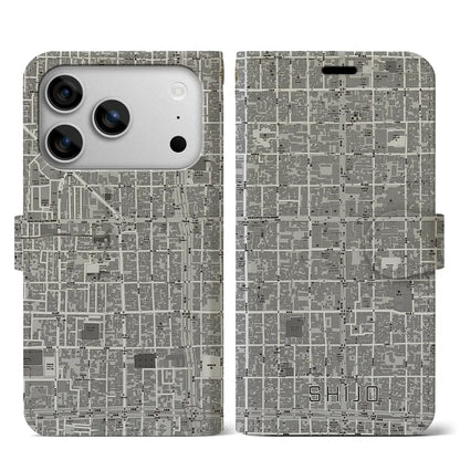 【四条（京都府）】地図柄iPhoneケース（手帳タイプ）