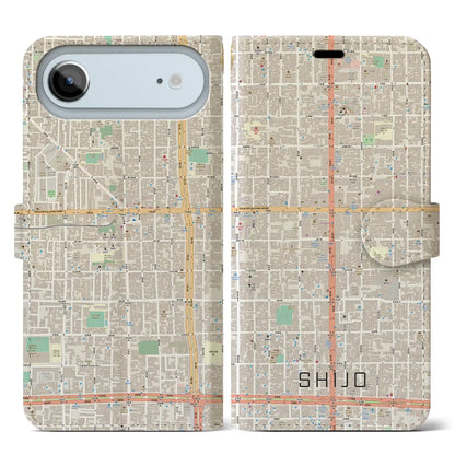 【四条（京都府）】地図柄iPhoneケース（手帳タイプ）