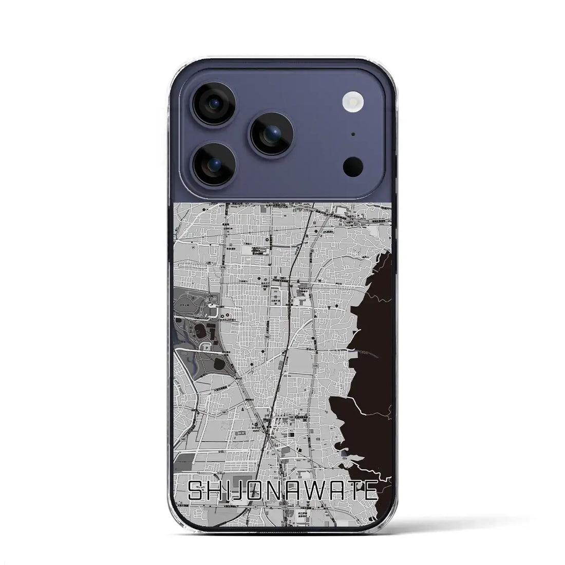 【四条畷(大阪府)】地図柄iPhoneケース(クリアタイプ)モノトーン・iPhone 17 Pro Max 用