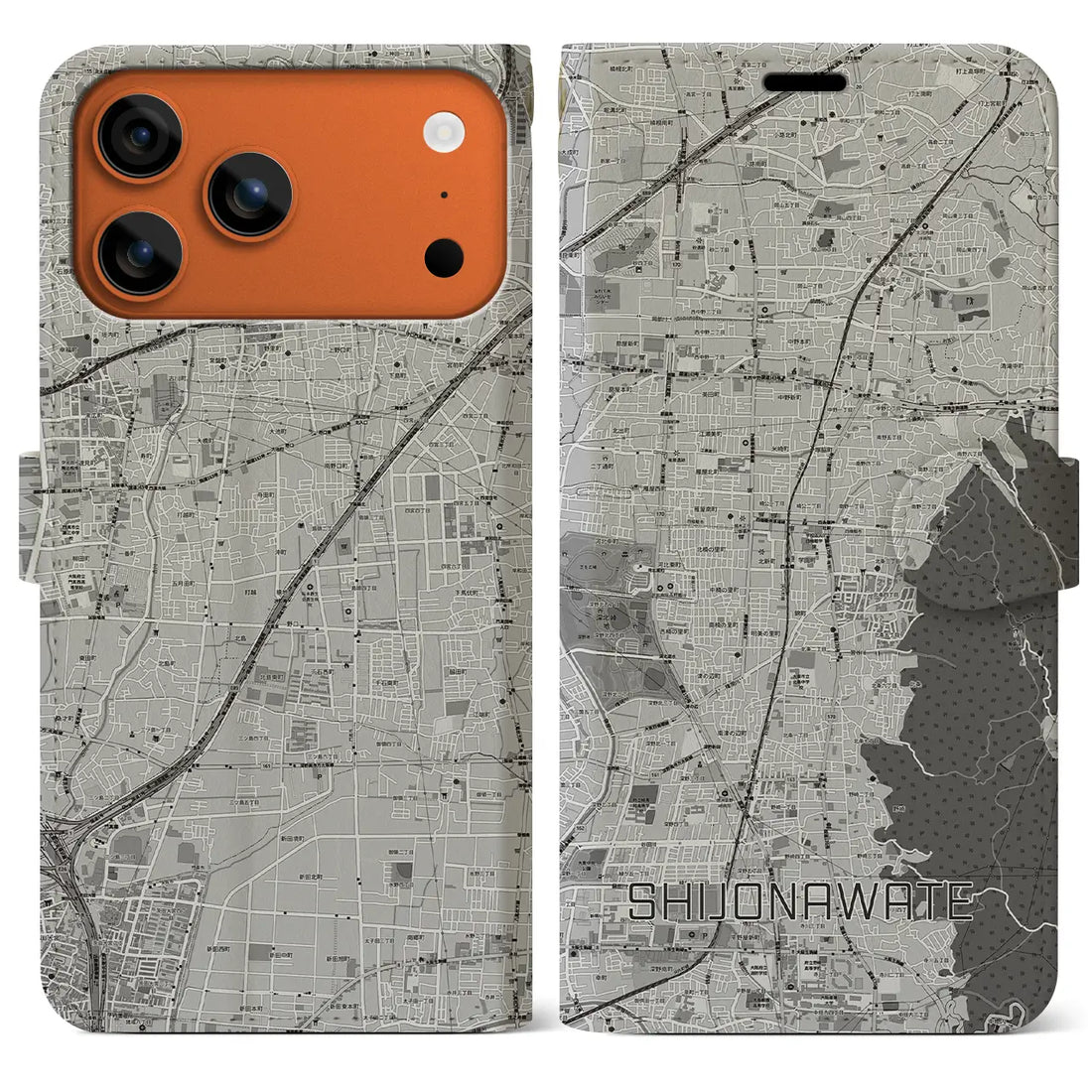 【四条畷（大阪府）】地図柄iPhoneケース（手帳タイプ）