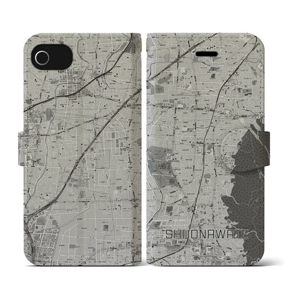 【四条畷（大阪府）】地図柄iPhoneケース（手帳タイプ）モノトーン・iPhone SE（第3 / 第2世代） / 8 / 7 / 6s / 6 用