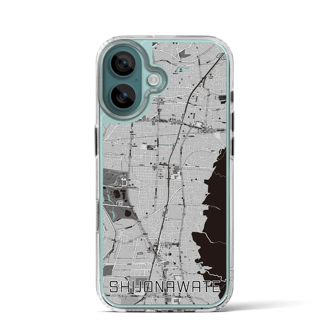 【四条畷（大阪府）】地図柄iPhoneケース（MagSafeタイプ）モノトーン・iPhone 16 Pro 用