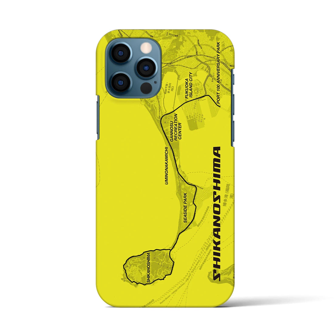 【志賀島2(福岡県)】サイクリストiPhoneケース(バックカバータイプ)イエロー・iPhone 12 / 12 Pro 用