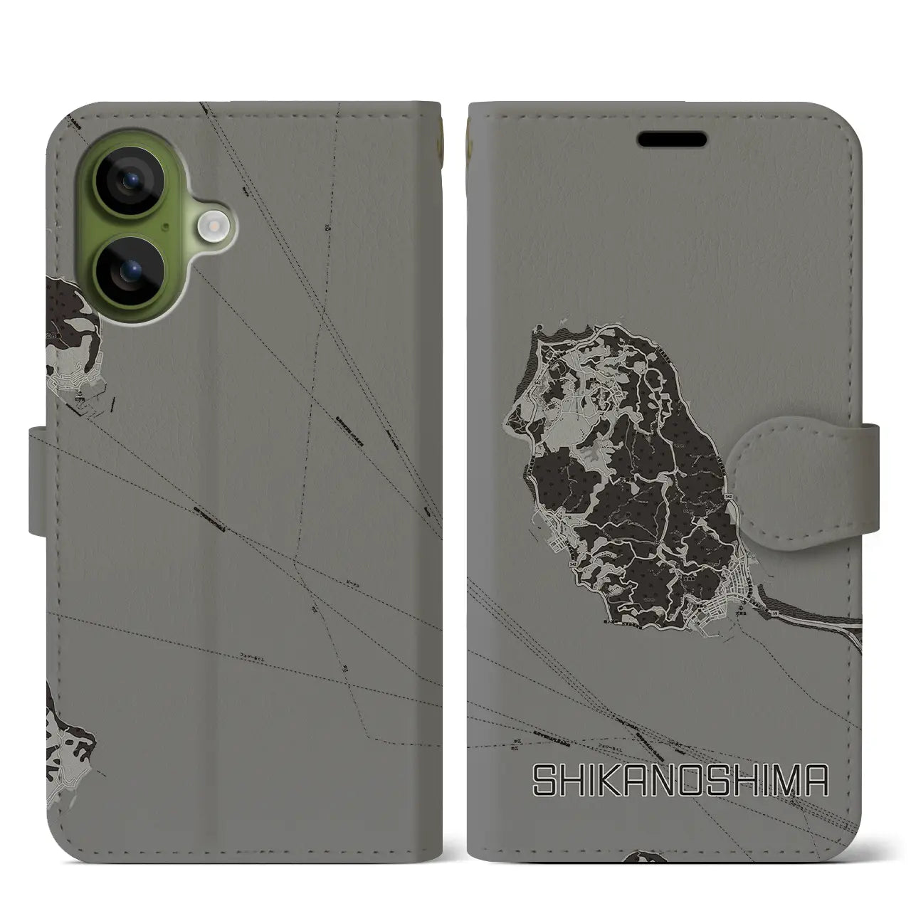 【志賀島（福岡県）】地図柄iPhoneケース（手帳タイプ）