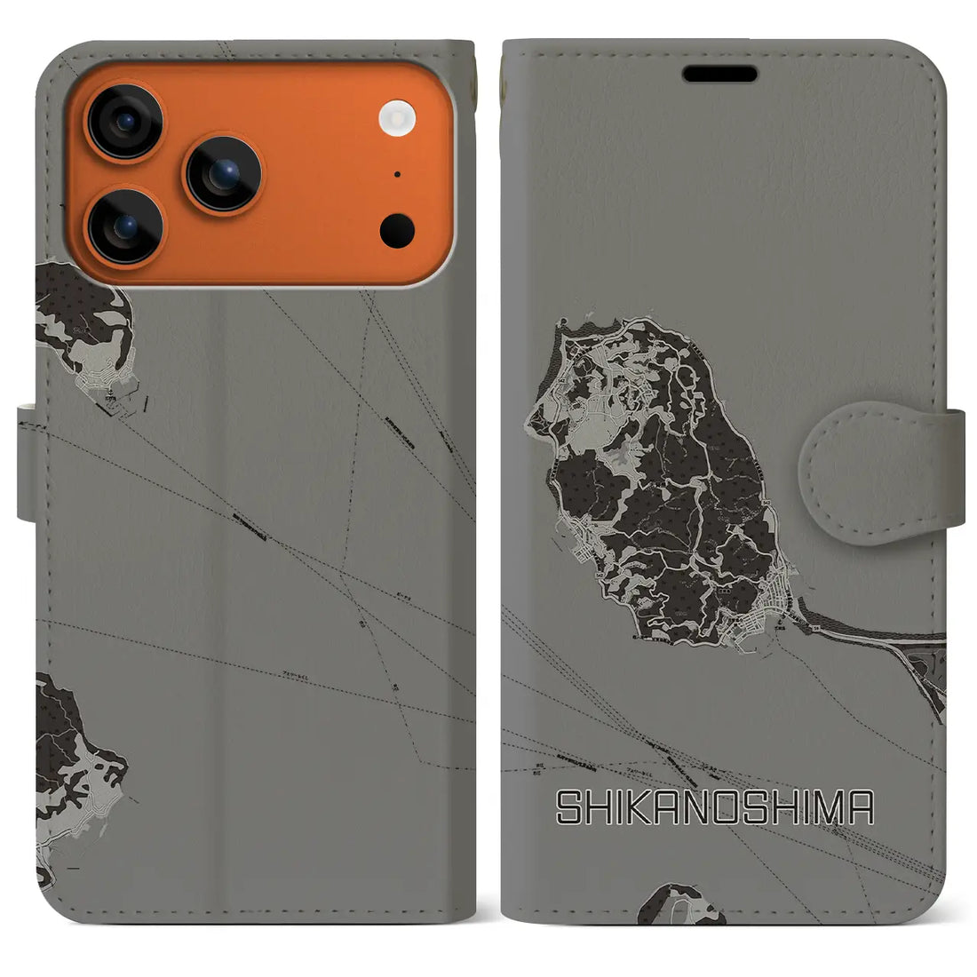 【志賀島（福岡県）】地図柄iPhoneケース（手帳タイプ）