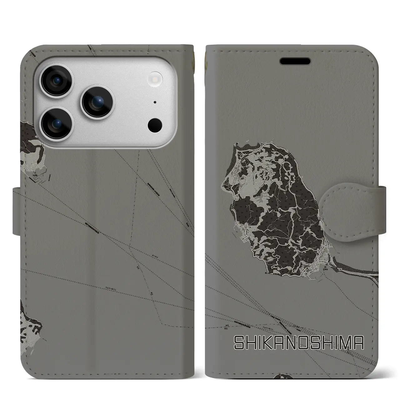 【志賀島（福岡県）】地図柄iPhoneケース（手帳タイプ）