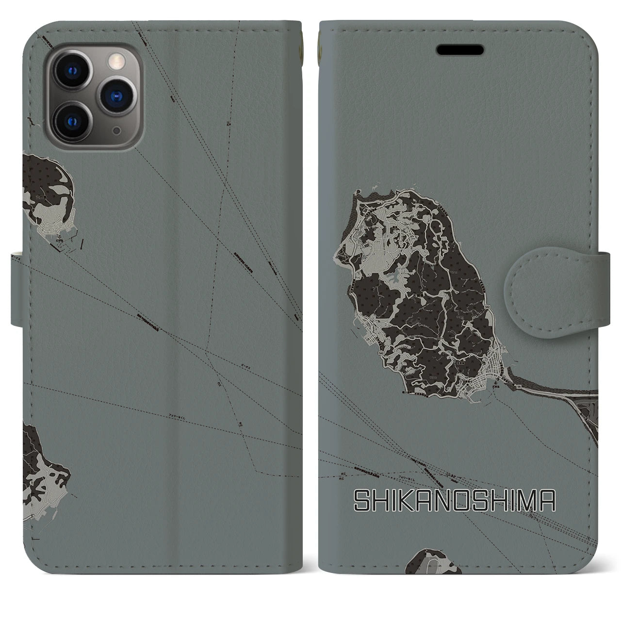 【志賀島（福岡県）】地図柄iPhoneケース（手帳タイプ）