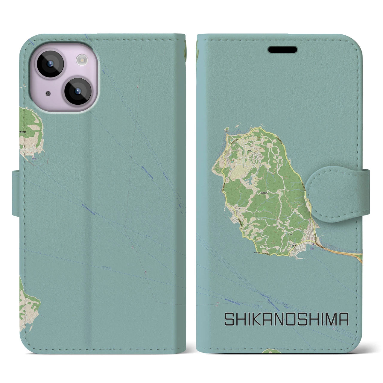 【志賀島（福岡県）】地図柄iPhoneケース（手帳タイプ）