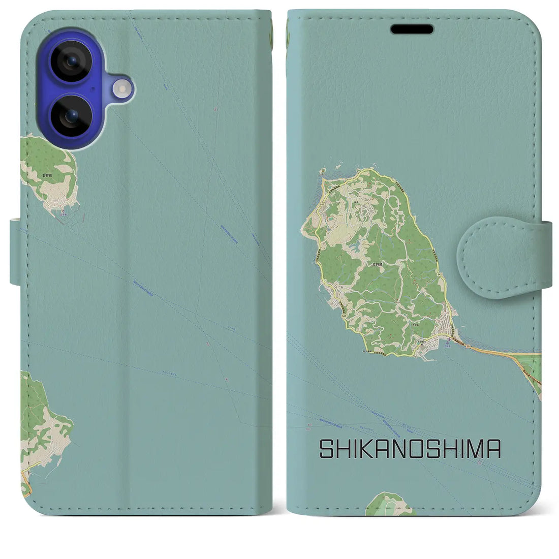 【志賀島（福岡県）】地図柄iPhoneケース（手帳タイプ）ナチュラル・iPhone 16 Pro Max 用