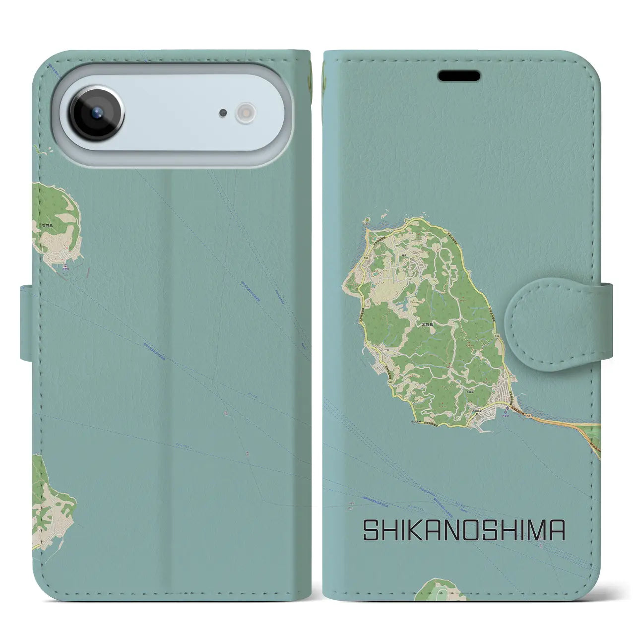 【志賀島（福岡県）】地図柄iPhoneケース（手帳タイプ）