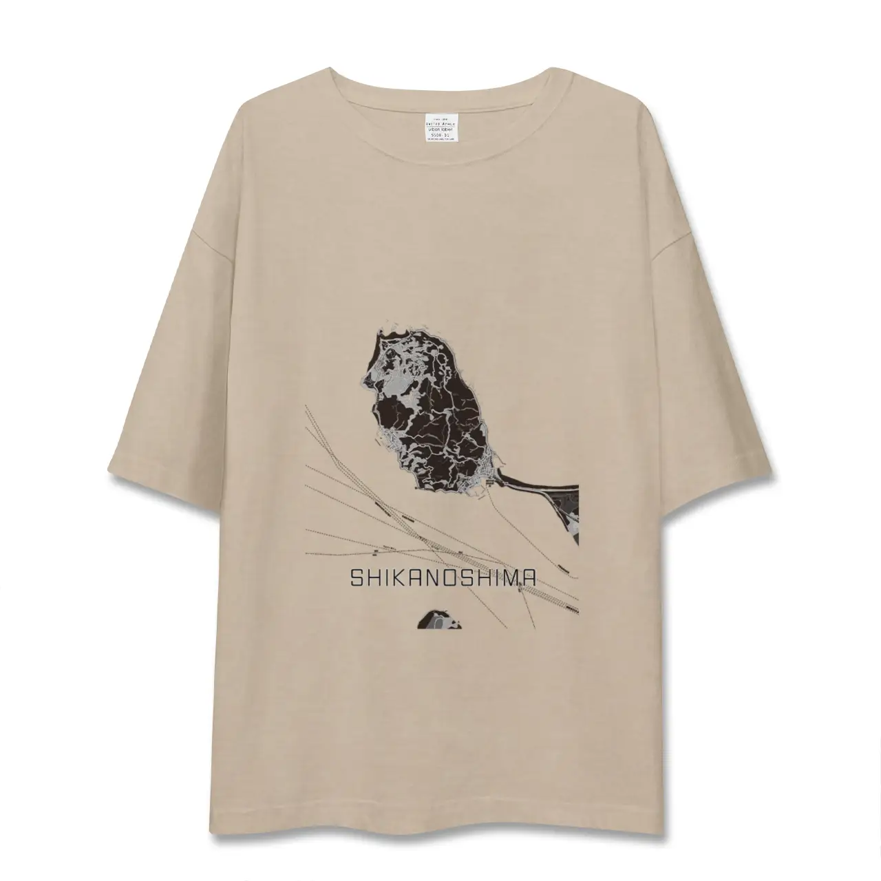 【志賀島（福岡県）】地図柄ビッグシルエットTシャツ