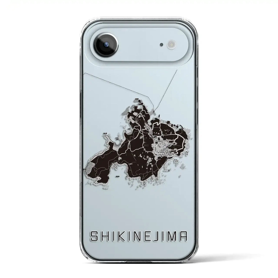 【式根島(東京都)】地図柄iPhoneケース(クリアタイプ)モノトーン・iPhone 17 Pro Max 用