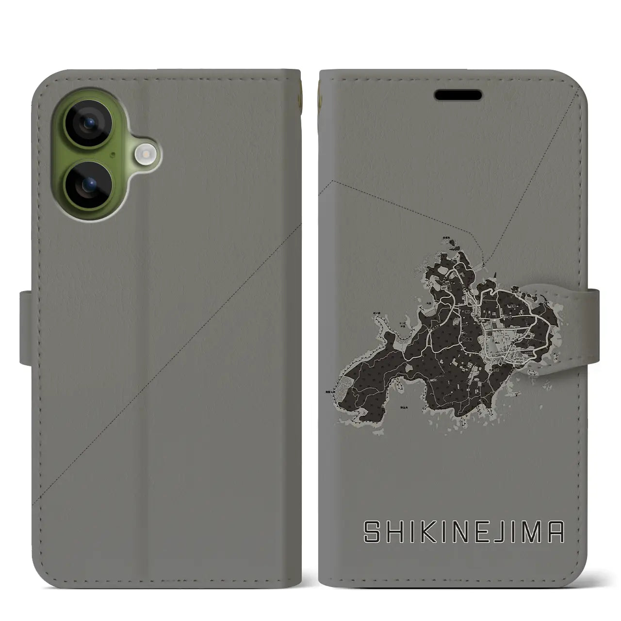 【式根島（東京都）】地図柄iPhoneケース（手帳タイプ）