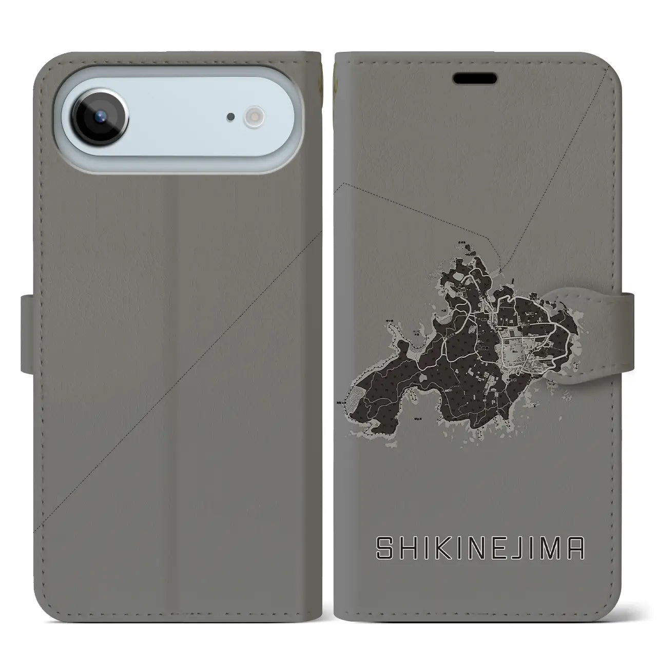 【式根島（東京都）】地図柄iPhoneケース（手帳タイプ）