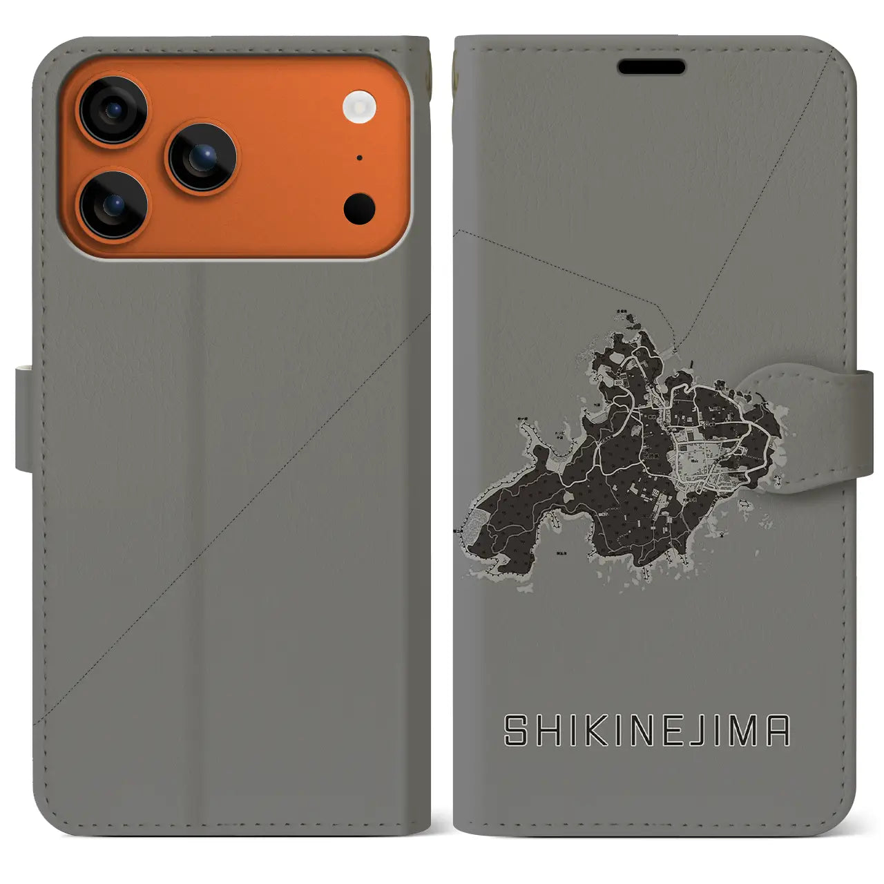 【式根島（東京都）】地図柄iPhoneケース（手帳タイプ）