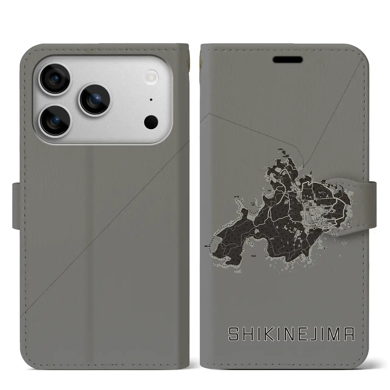 【式根島（東京都）】地図柄iPhoneケース（手帳タイプ）