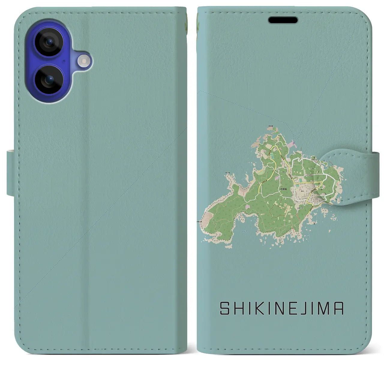 【式根島（東京都）】地図柄iPhoneケース（手帳タイプ）ナチュラル・iPhone 16 Pro Max 用