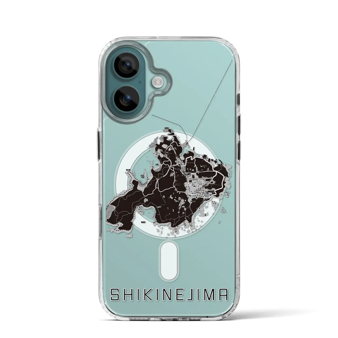 【式根島（東京都）】地図柄iPhoneケース（MagSafeタイプ）モノトーン・iPhone 16 Pro 用