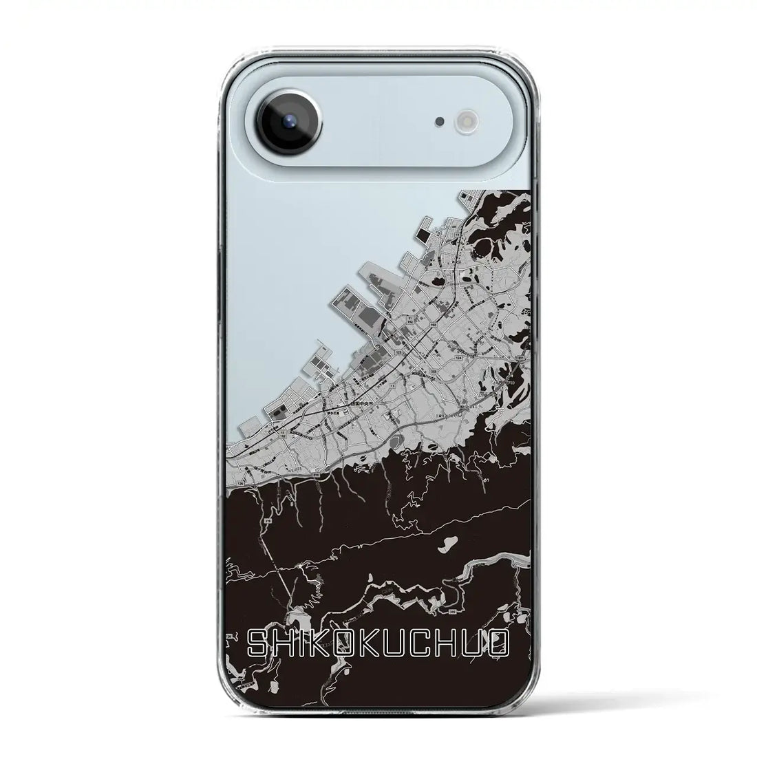 【四国中央（愛媛県）】地図柄iPhoneケース（クリアタイプ）モノトーン・iPhone 17 Pro Max 用