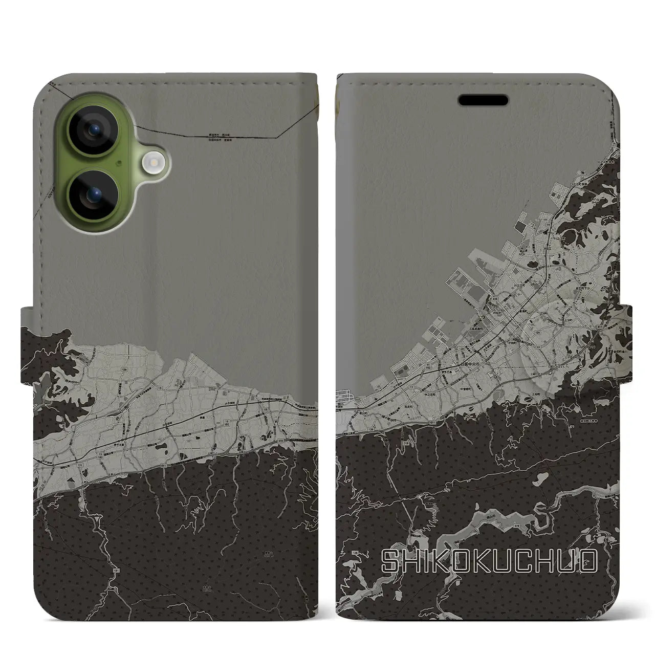 【四国中央（愛媛県）】地図柄iPhoneケース（手帳タイプ）