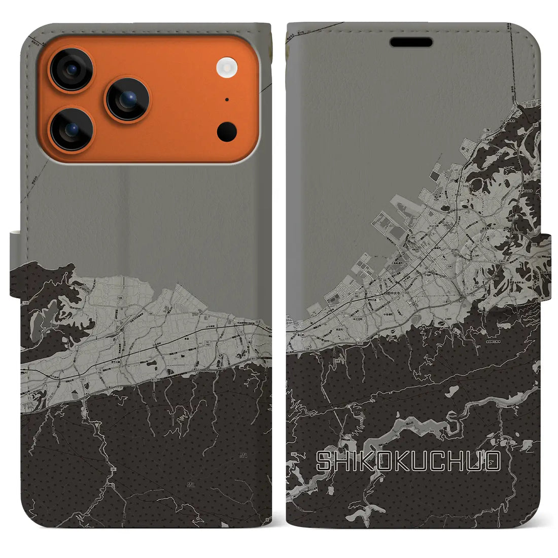 【四国中央（愛媛県）】地図柄iPhoneケース（手帳タイプ）