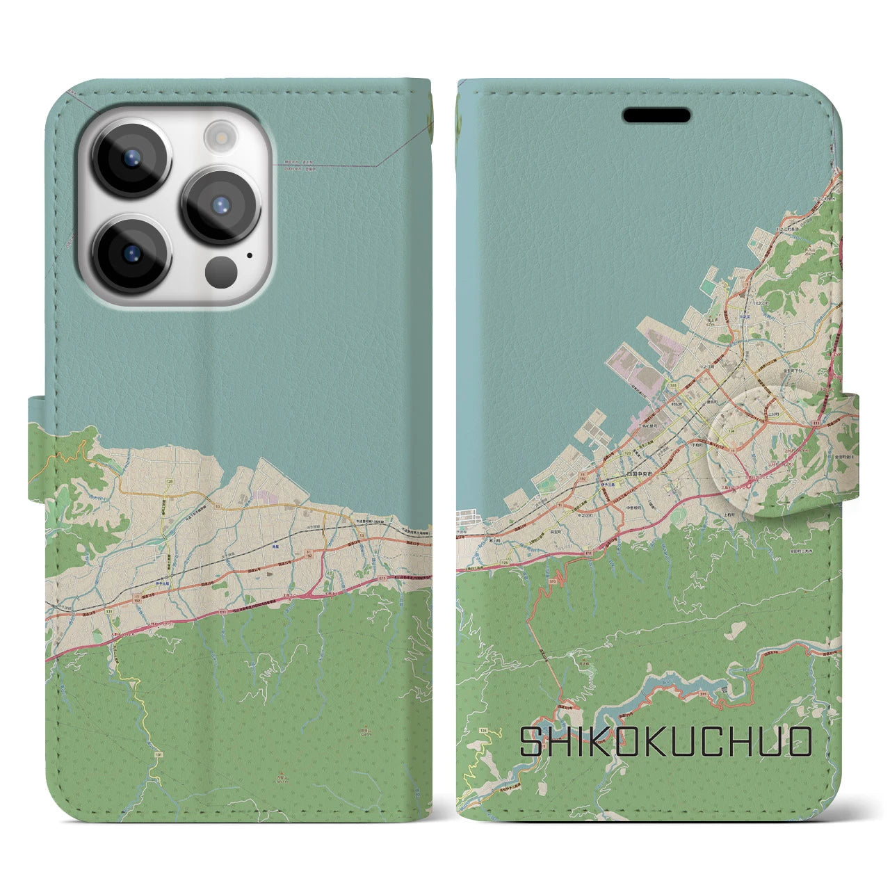 【四国中央（愛媛県）】地図柄iPhoneケース（手帳タイプ）