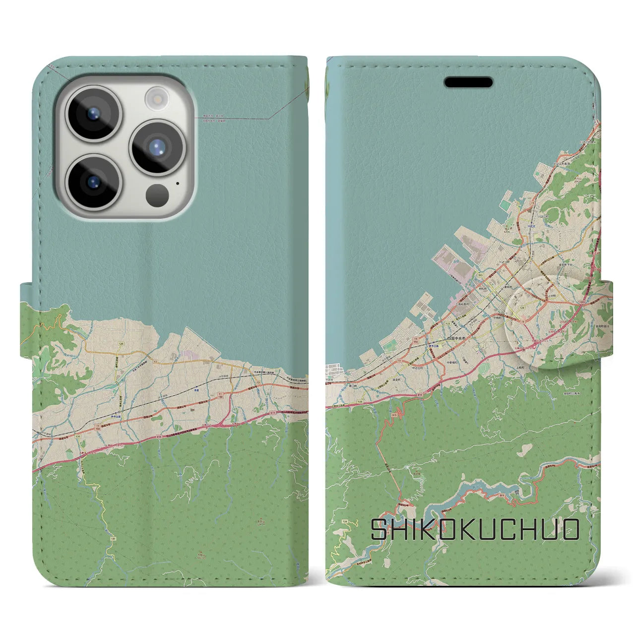 【四国中央（愛媛県）】地図柄iPhoneケース（手帳タイプ）