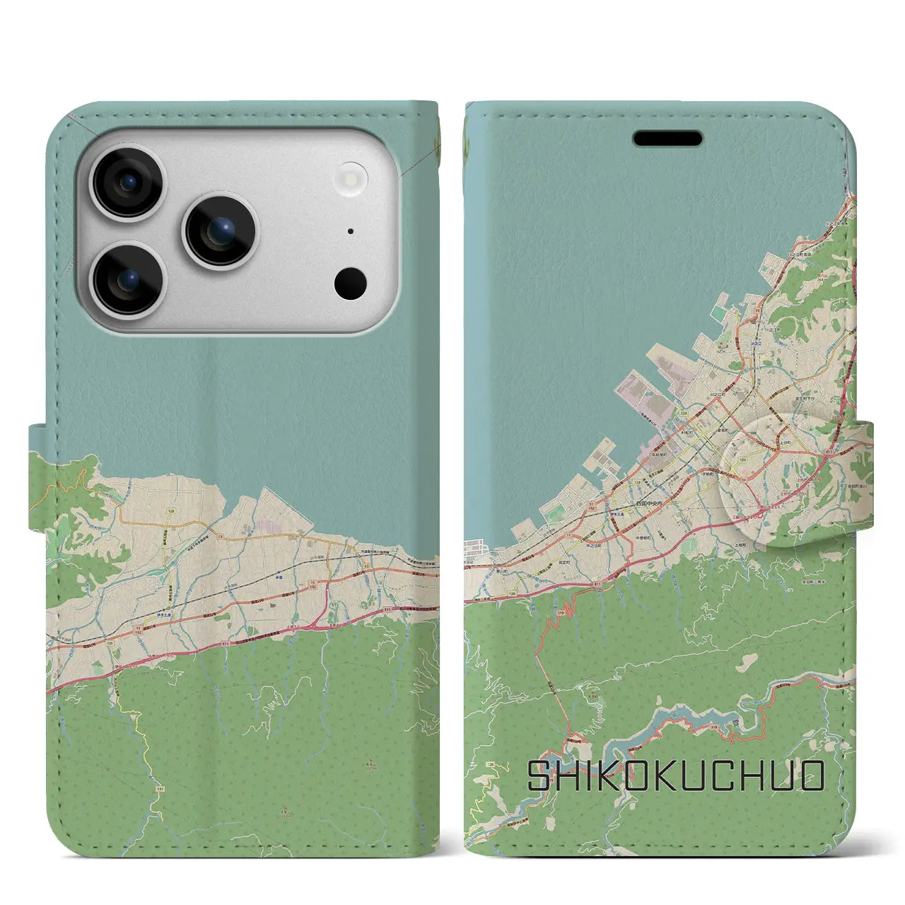 【四国中央（愛媛県）】地図柄iPhoneケース（手帳タイプ）