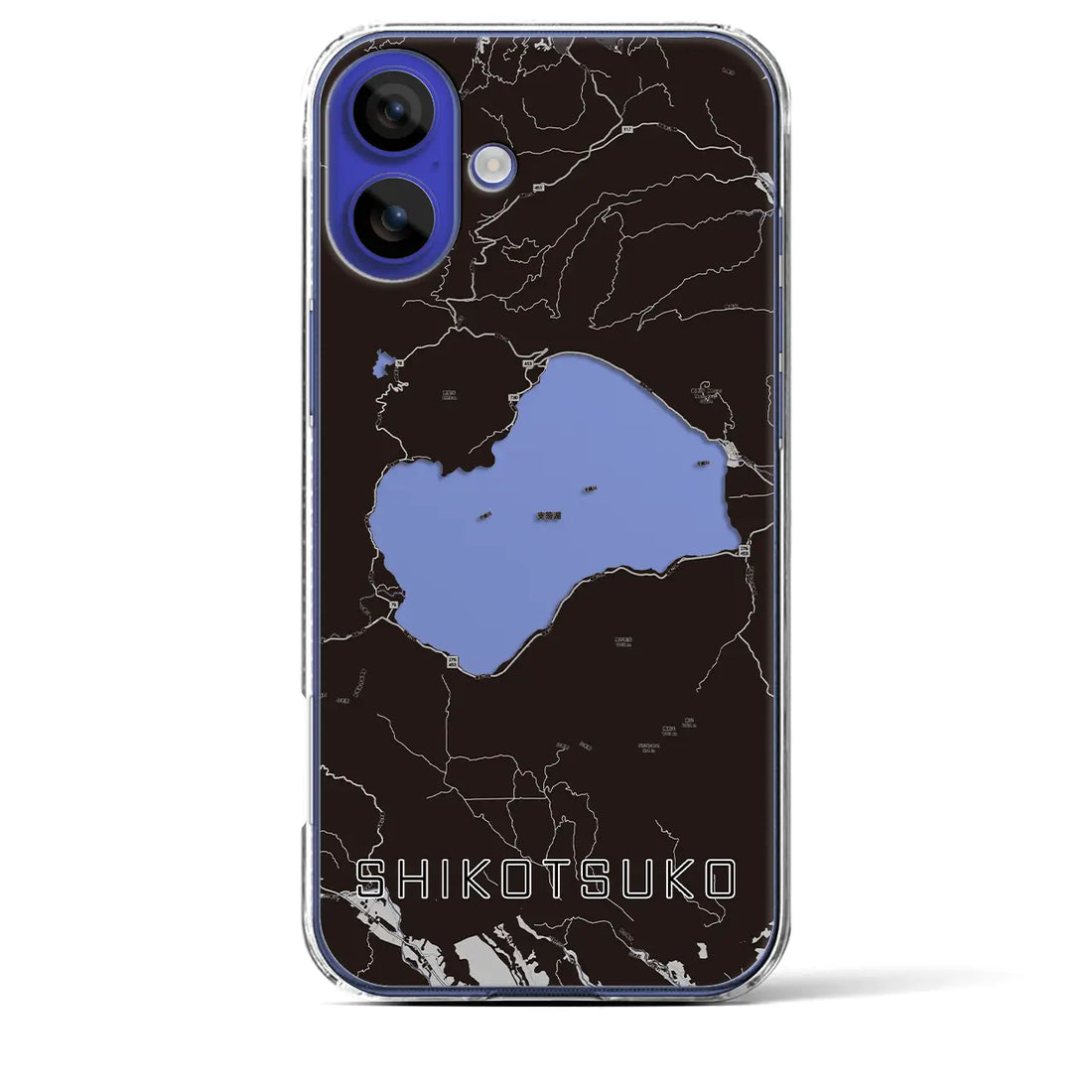 【支笏湖（北海道）】地図柄iPhoneケース（クリアタイプ）モノトーン・iPhone 16 Pro Max 用