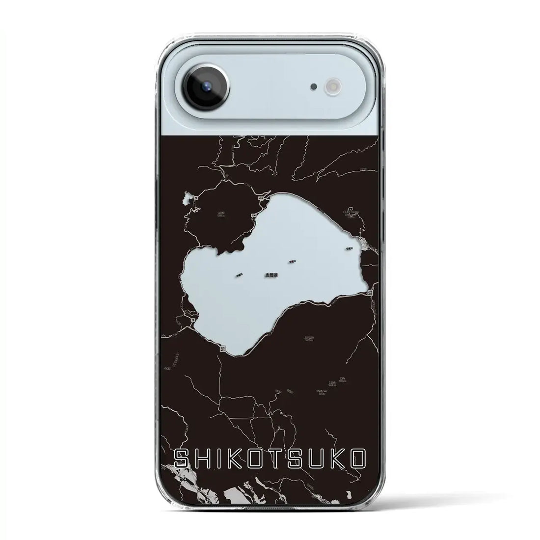 【支笏湖（北海道）】地図柄iPhoneケース（クリアタイプ）モノトーン・iPhone 17 Pro Max 用