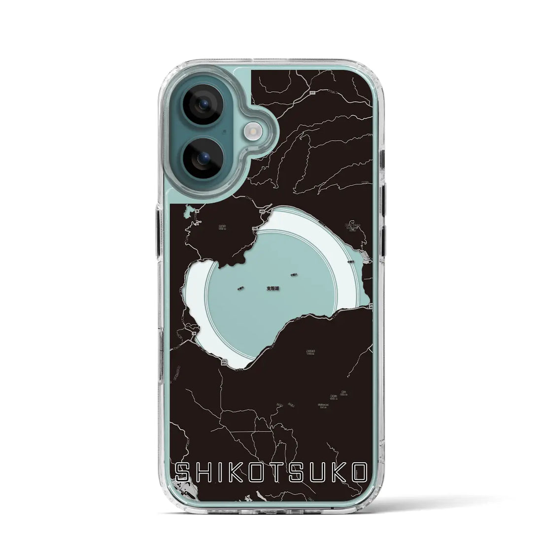 【支笏湖（北海道）】地図柄iPhoneケース（MagSafeタイプ）モノトーン・iPhone 16 Pro 用