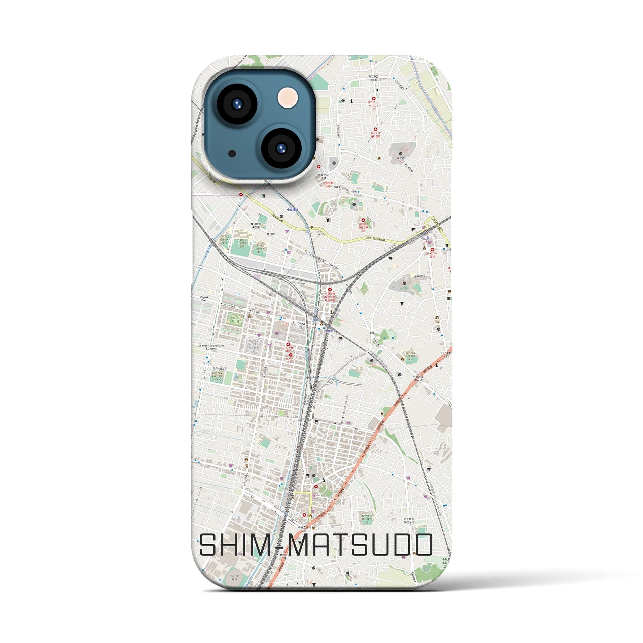 【新松戸（千葉県）】地図柄iPhoneケース（バックカバータイプ）