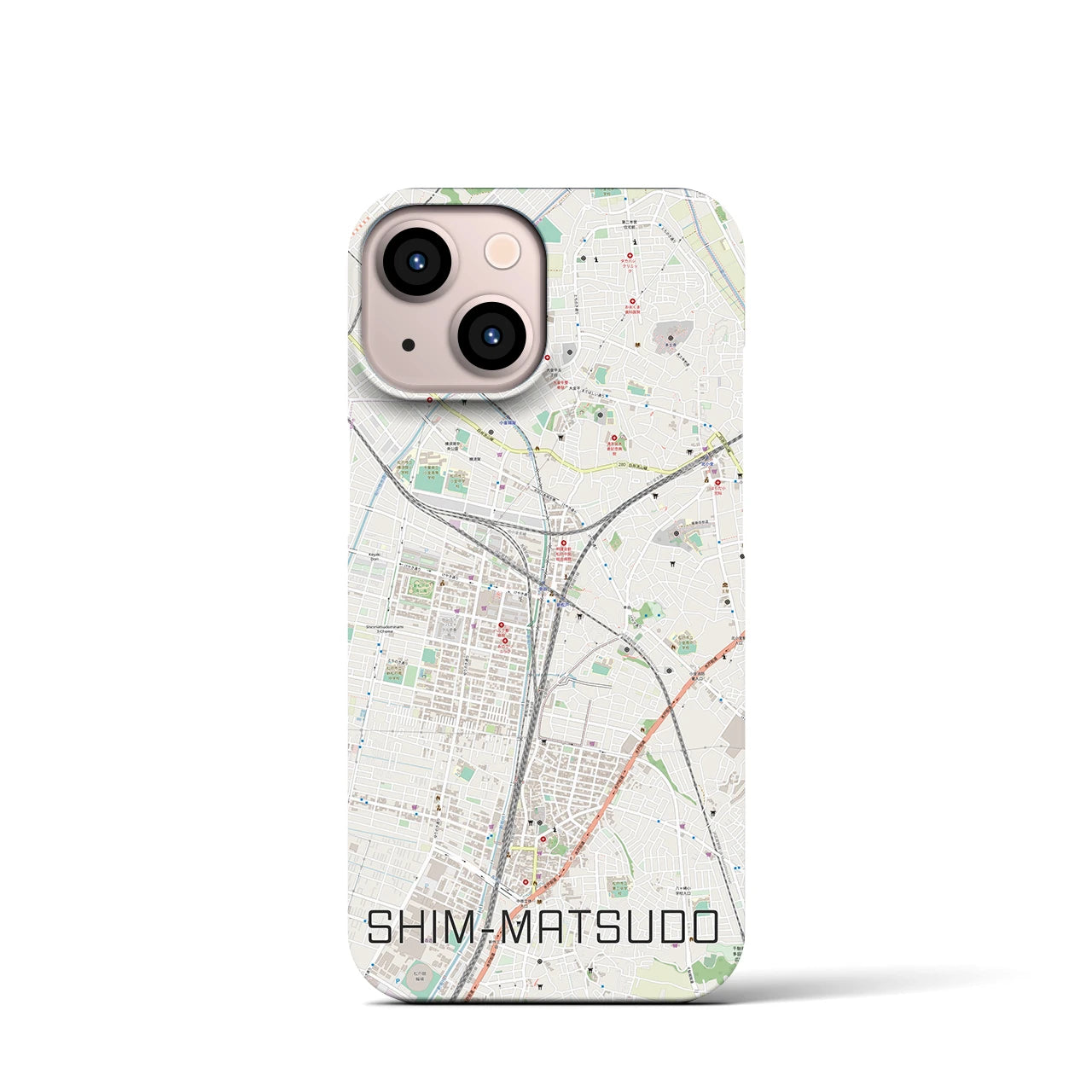 【新松戸（千葉県）】地図柄iPhoneケース（バックカバータイプ）