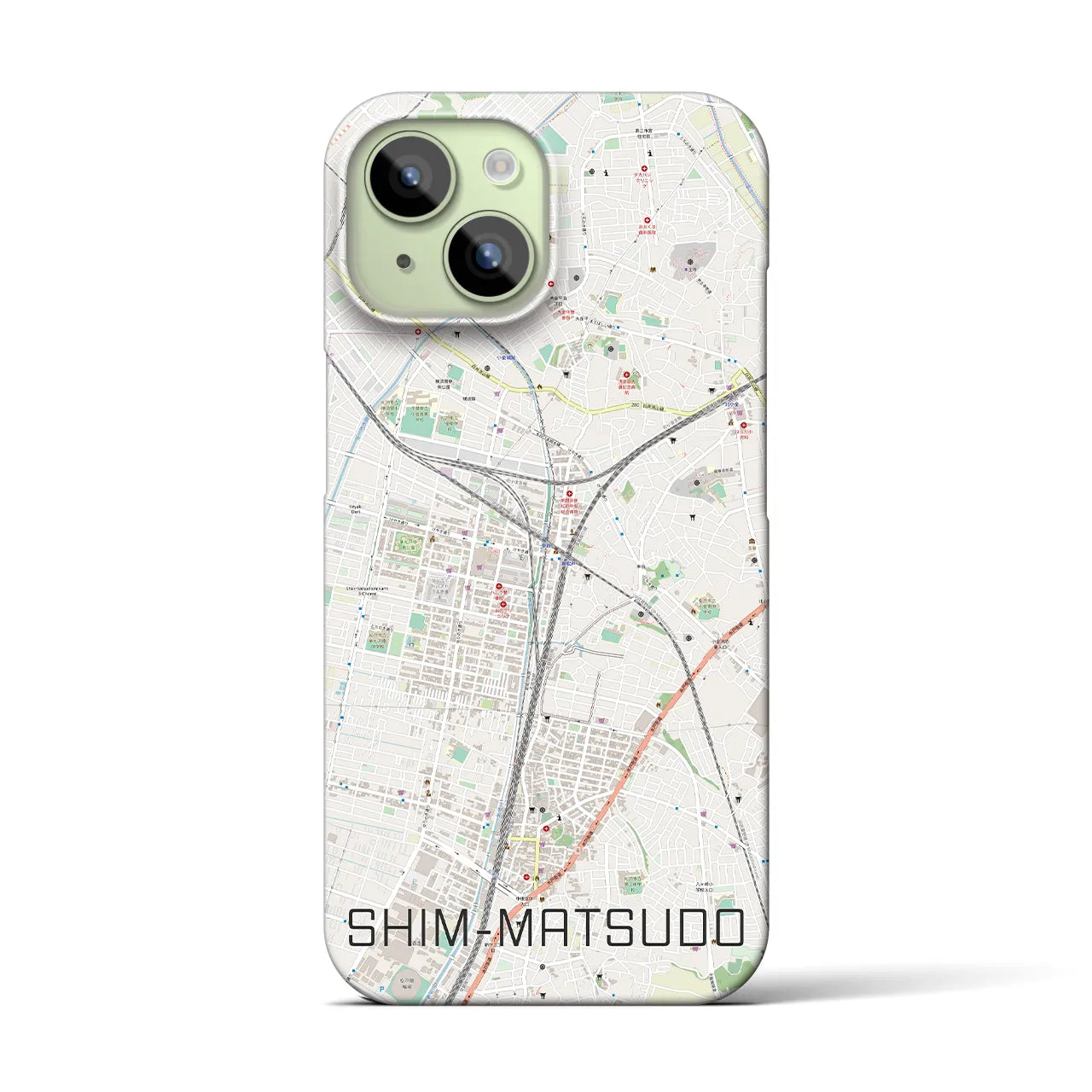 【新松戸（千葉県）】地図柄iPhoneケース（バックカバータイプ）