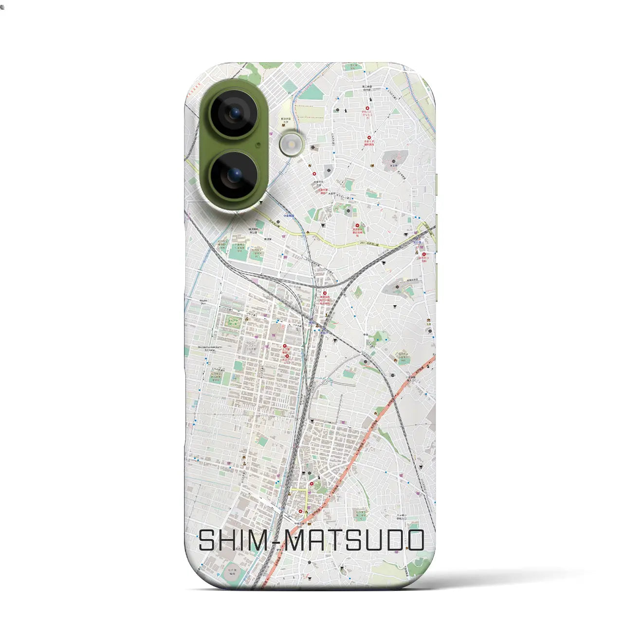【新松戸（千葉県）】地図柄iPhoneケース（バックカバータイプ）ナチュラル・iPhone 17 Pro Max 用
